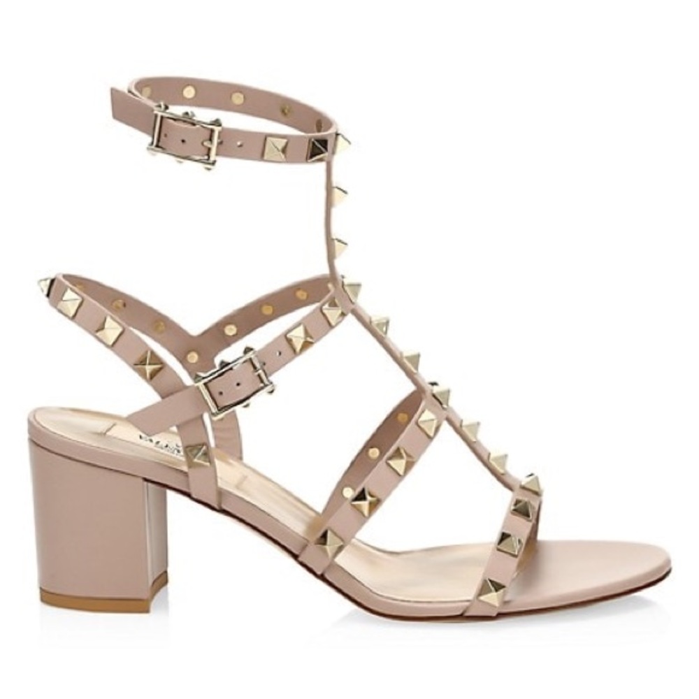 Valentino Rockstud Poudre Ankle Strap Sandals 60mm